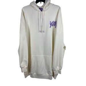 Yitty Oversized Hoodie Sweatshirt Cream White Purple Logo 4X NWT Cozy Fleece